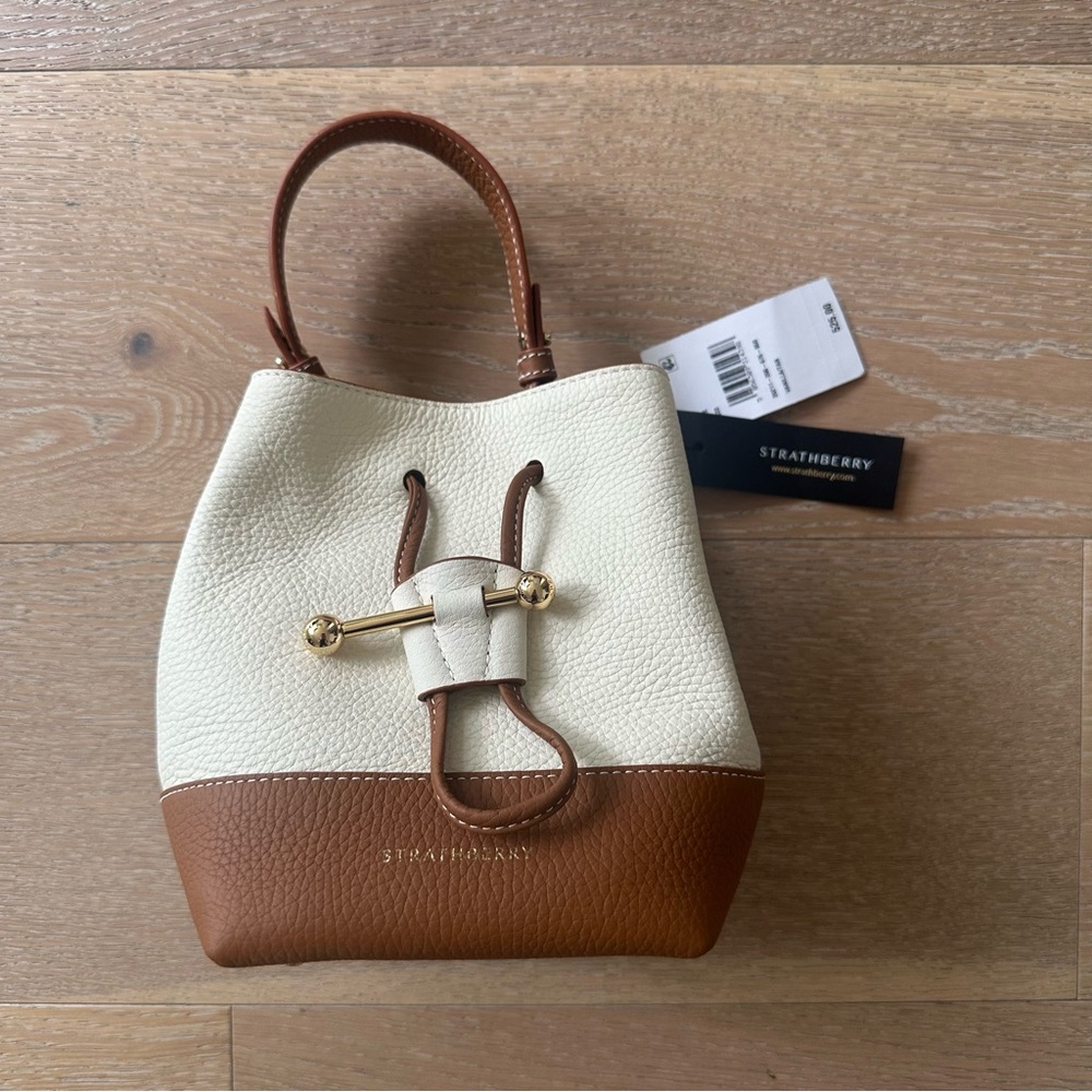 NWT AUTHENTIC Strathberry Vanilla and Tan Lana Odette Mini Purse Bag